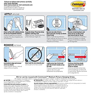 Command Bath Mirror, Satin Nickel, 1-Mirror, 2-Water-Resistant Strips, Organize Damage-Free