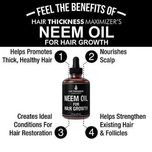Organic Neem Oil For Hair Growth. From Pure Neem Seed of India. Stop Hair Loss Now. Best Treatment for Hair Thinning. Hair Thickening Oils Conditioner. Great For Skin, Dandruff Reduction 2oz