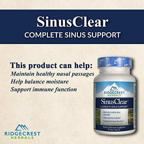 RidgeCrest Herbals SinusClear, Complete Sinus Support, 60 Vegetarian Capsules