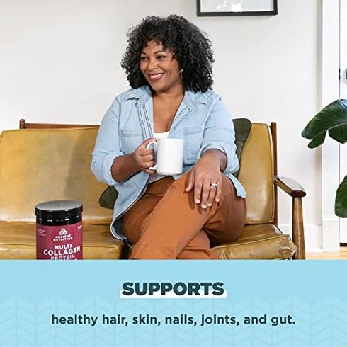 Collagen Powder Protein by Ancient Nutrition, Multi Collagen Vanilla Powder, 24 Serving, Collagen Peptides Support Skin, Nails, Gut Health, 8.9oz
