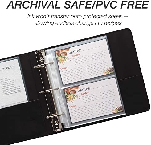 Samsill Clear 4x6 Recipe Card Protectors (25 Pack Mini Binder Sheets)