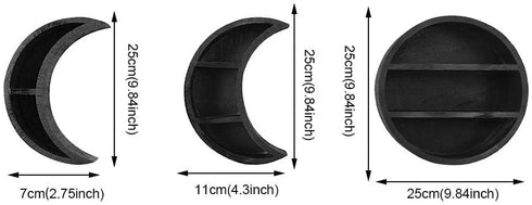 CALIDAKA Wall Mounted Moon Shelf,Wooden Crescent Moon Shelf,Storage Shelf Wooden Floating Shelves Hanging Storage Display Shelf for Crystal, Small Photos or Witchy Room Decor