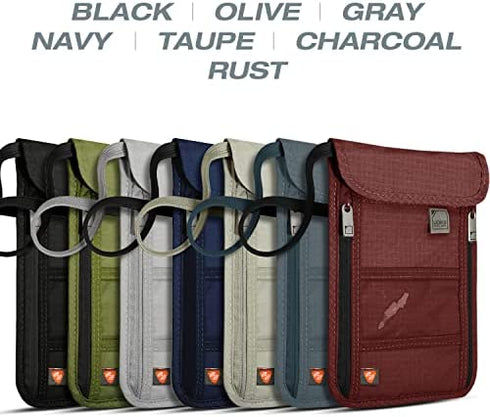 Lewis N. Clark RFID Blocking Stash Neck Wallet, Travel Pouch + Passport Holder for Women & Men, Taupe, One Size