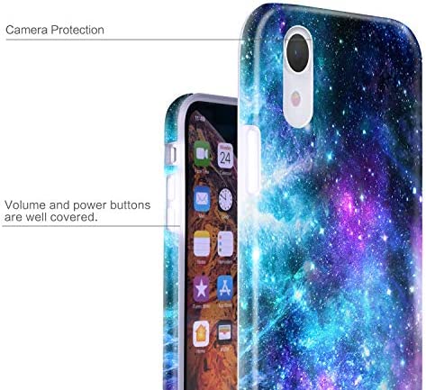 CutebriCase Apple iPhone XR Phone Case, Soft TPU Shockproof Fallproof Silicone Protective Cover Shell (Blue Purple Space Galaxy Nebula Design)