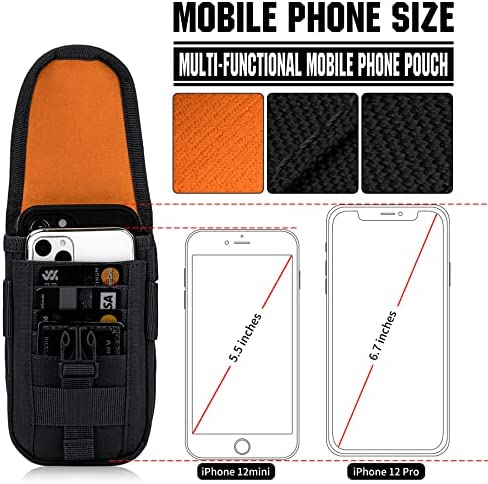 IronSeals Tactical Cell Phone Holster Pouch, Tactical Smartphone Pouches Cellphone Case Molle Gadget Bag Molle Attachment Belt Holder Waist Bag for 4.7"-6.7" with Armor Case on with US Flag Patch
