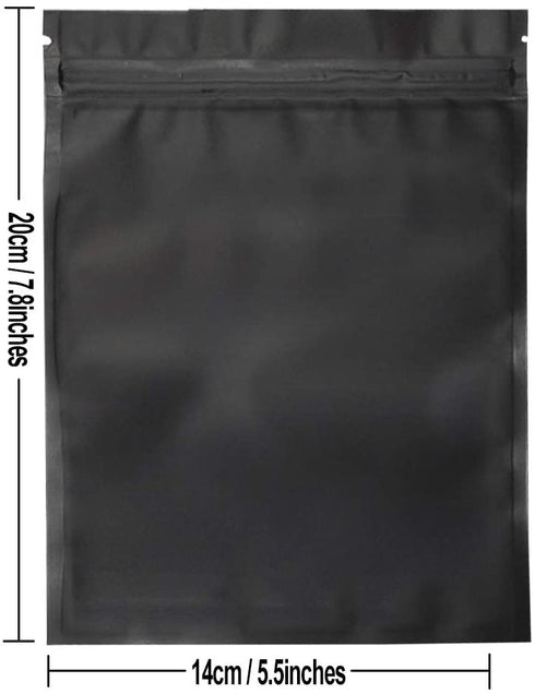 100 Pack Mylar Bags - 5.5 x 7.8 Inch Resealable Foil Pouch Bag Food Storage Pouch Matte Black