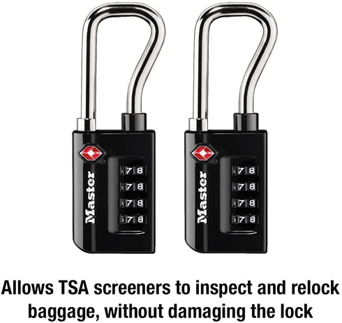 Master Lock 4696T, Pack of 2 Set Your Own Combination TSA Approved Luggage Lock, 2 Pack, Black