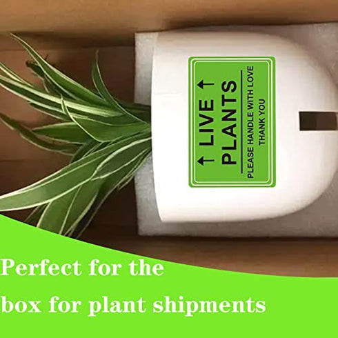 Green Live Plants Stickers for Shipping 2x3 inch Please Handle with Love Stickers Fragile Shipping Labels for Warehouse Pallet 250 pcs Live Plants Stickers per roll