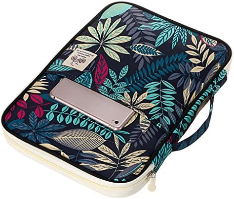 BTSKY New Multi-Functional A4 Document Bags Portfolio Organizer-Waterproof Travel Pouch Zippered Case for Ipads, Notebooks, Pens, Documents (Dark Blue)