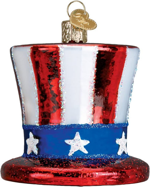 Old World Christmas Glass Blown Ornament Uncle Sam's Hat (36206)