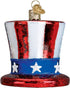 Old World Christmas Glass Blown Ornament Uncle Sam's Hat (36206)