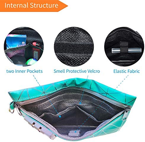 Smell Proof Bags with Combination Lock, 6"x 9" Smell Proof Pouch Container, Odor Proof Stash Bag for Travel - Keeps Scents Locked - Hide Odor and Scent?Green?