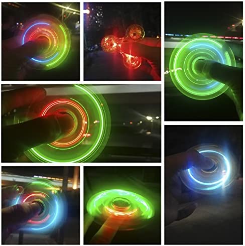 Fidget Spinner, Crystal Fidget Toy Led Light Rainbow Finger Toy Hand Fidget Spinner-Kids for ADHD Anxiety Stress Reducer(Pink)