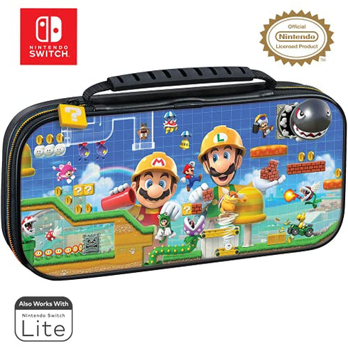 Game Traveler Nintendo Switch Super Mario Case - Adjustable Viewing Stand & Game Case Storage , Protective Vinyl Hard Shell Case with Deluxe Carry Handle - Nintendo Switch