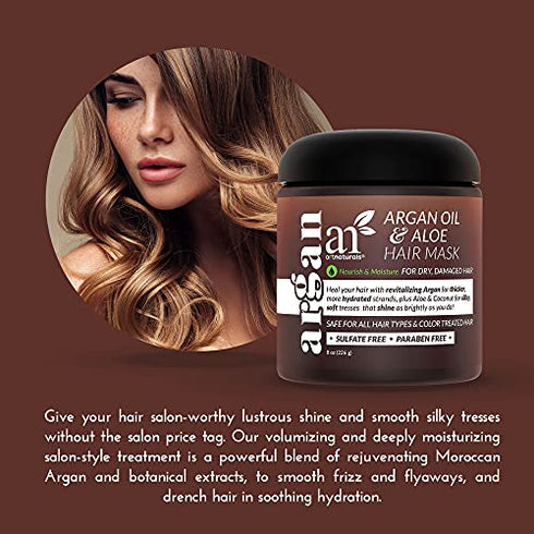 artnaturals Argan Hair Mask Conditioner - (8 Oz/226g) - Deep Conditioning Treatment - Organic Jojoba Oil, Aloe Vera & Keratin - Repair Dry, Damaged, Color Treated, Natural Hair Growth - Sulfate Free