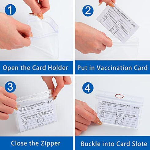 2 Packs CDC Vaccine Card Holder Protector - 4x3 Business Waterproof Covid Vaccine Card Sleeve Immunization Card Record Id Holders for Badges Clear Vinyl Plastic Resealable Zip
