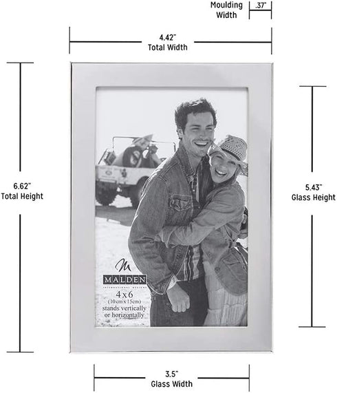 Malden International Designs Essentials Silver Metal Engravable Picture Frame, 4x6, Silver