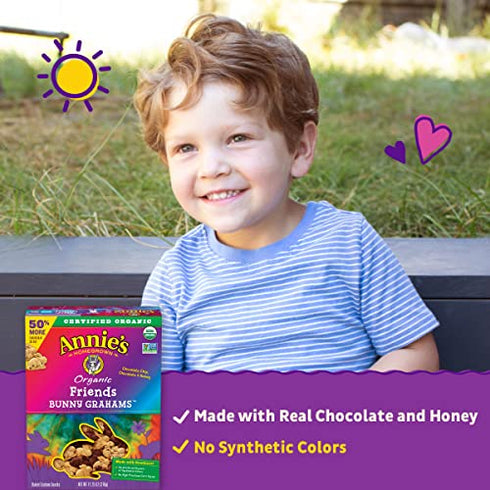 Annie's Organic Friends Bunny Graham Snacks, Chocolate Chip, Chocolate & Honey, 11.25 oz. Box