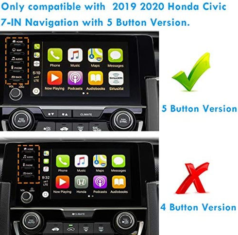 Moonlinks Tempered Glass Screen Protector Foil Compatible with Honda Civic 2019-2021 Touring Type R(5 Button Version),High Definition 9H Hardness Center Touchscreen Navigation Protective Film,7 inch