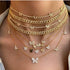 SUNXN Butterfly Necklace Dainty 18K Gold Butterfly Choker Pendant Necklace for Women Daughter Jewelry Birthday Gifts (Gold)