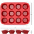 Silicone Muffin Pan- Nonstick Cupcake/Muffin/Brownie Reusable Baking Tray- Microwave, Oven, Freezer, Dishwasher Safe Bakeware (12 Cups) by Chef Buddy