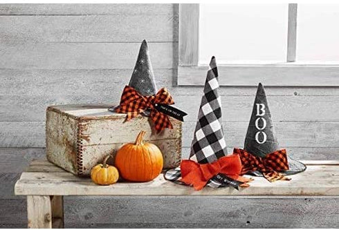 Mud Pie Witch Hat Halloween Table Sitter, Medium 6" x 4 1/2" Dia, Black