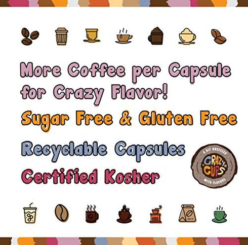 Crazy Cups Flavored Coffee Pods, Eggnog Coffee, Holiday Blend Coffee, Single Serve Coffee for Keurig K Cups Machines, Hot or Iced Coffee, Medium Roast Coffee in Recyclable Pods, 22 Count