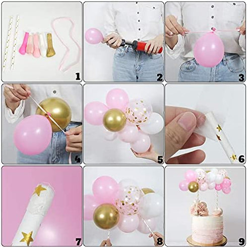 Balloon Birthday Cake Topper Mini Balloon Garland Cake Topper Confetti Acrylic Happy Birthday Cupcake Topper for Birthday Cake Supplies Decorations