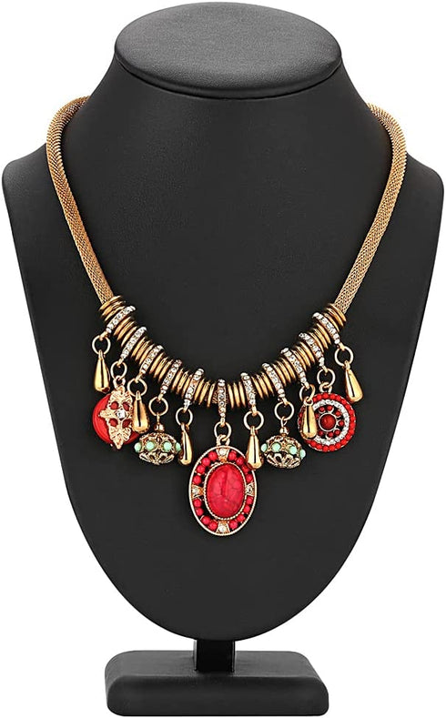 Necklace Jewelry Display Stand - Polmart Black Leatherette Tall Necklace Chain Jewelry Bust Display Holder Stand Necklace Pendant Holder Bust Stand Storage Decoration & Presentation (H:10.2")
