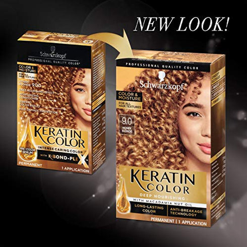 Schwarzkopf Keratin Color, Color & Moisture Permanent Hair Color Cream, 9.00 Honey Blonde