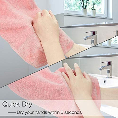 Cleanbear Soft Hand Towels Bathroom Hand Towel Set, 100% Cotton Lightweight for Quick Dry 2 Pack, 13 x 29 Inches (Peach Pink)