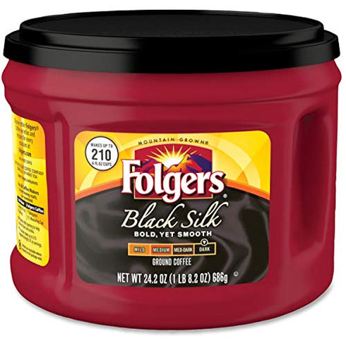 Folgers Black Silk Coffee, Dark Roast, 24.2 Ounces Per Canister