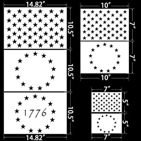 Koogel 7 Pcs Plastic Stencil Template, 3 Sizes American Flag 13/50 Star Stencil Template for Planner/Notebook/Wood/Wall/Graffiti/Card DIY Drawing Painting Craft Projects