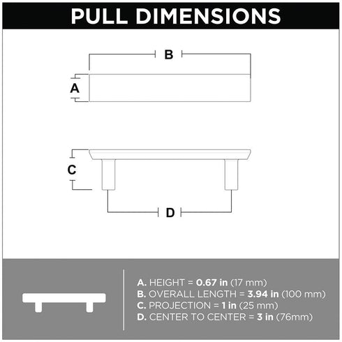 Franklin Brass Bayview Brass Simple Chamfered Pull, Cabinet Handles and Drawer Pulls for Kitchen Cabinets and Dresser Drawers, 3 Inch (76mm), 10-Pack, P40844K-117-C, Cabinet Hardware
