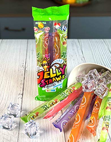 Jelly Straws Pack of 2 - Jelly Noodles Gummies Peach Mango Blueberry Lychee Flavors