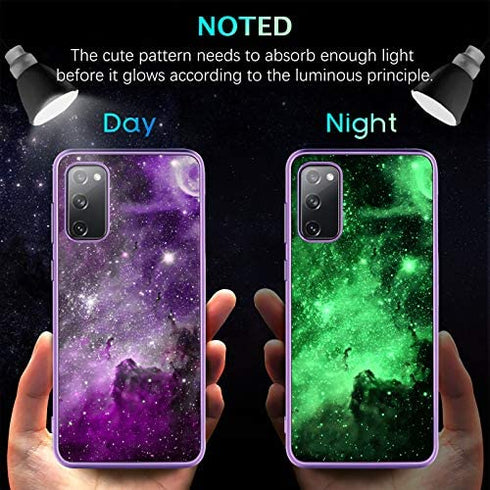 BENTOBEN Samsung S20 FE Case, Galaxy S20 FE 5G Case, Slim Fit Glow in The Dark Shockproof Protective Hybrid Hard PC Soft TPU Bumper Phone Cover for Samsung Galaxy S20 Fan Edition 2020, Purple Nebula