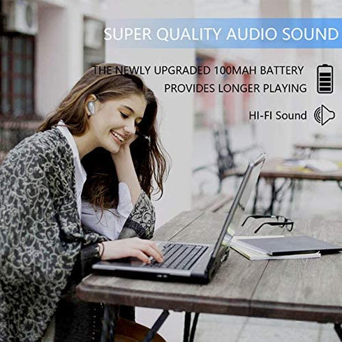 Bluetooth Headset, Kendir V5.0 Ultralight Wireless Headphone Cell Phone Earpiece with Mic Headsetcase, Volume Control, Handsfree Earbud for iPhone, Android,Samsung Smartphone (Gray)