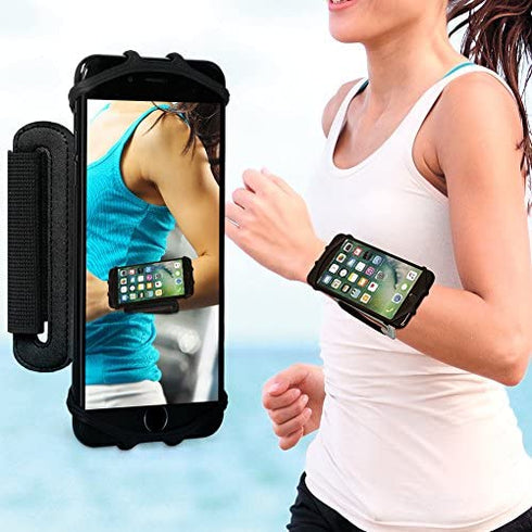 VUP Cell Phone Holder Wristband for iPhone Xs Max/XS/XR/X/6S/7/8 Plus, Galaxy S10/S10+/S10e/S9/S9+/S8 Note 9/8/J7, LG G6, Google Pixel 3 XL, 180 Rotatable Armband for 4.0"~6.5" Mobile Phone