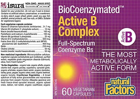 Natural Factors, BioCoenzymated Active B Complex, 60 Capsules (60 Servings)