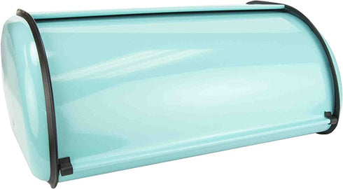 Home Basics Stainless Steel Bread Box with Roll Up Top Lid for Kitchen Counter Food Storage, Bread Bin Box Keeper Holder Also use Baked Goods, Loaf, Cookies & Buns (Turquoise)