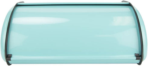 Home Basics Stainless Steel Bread Box with Roll Up Top Lid for Kitchen Counter Food Storage, Bread Bin Box Keeper Holder Also use Baked Goods, Loaf, Cookies & Buns (Turquoise)