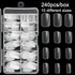 AORAEM Short Square Oval Nail Tips,240Pcs Full Matte Artificial Full Cover Soft Clear False Gel Nail Tips 10 Sizes with Box for Home DIY Nail Salon