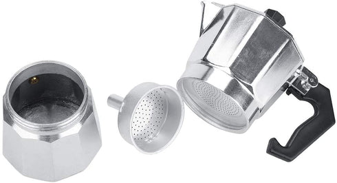 Stovetop Espresso Maker Moka Pot Italian Espresso Greca Coffee Maker 2 Cup 100ml Aluminum Stove Top Coffee Home Office Use Gift for Friends for Italian Espresso Cappuccino Latte Silver