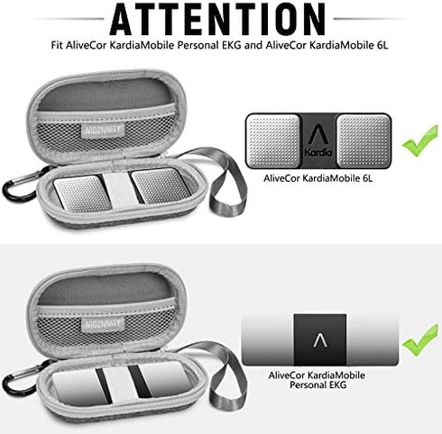 MGZNMTY Portable Hard Travel Case for AliveCor Kardia Mobile Heart Monitor Personal EKG / KardiaMobile 6-Lead Rate Monitoring Devices (Case Only)