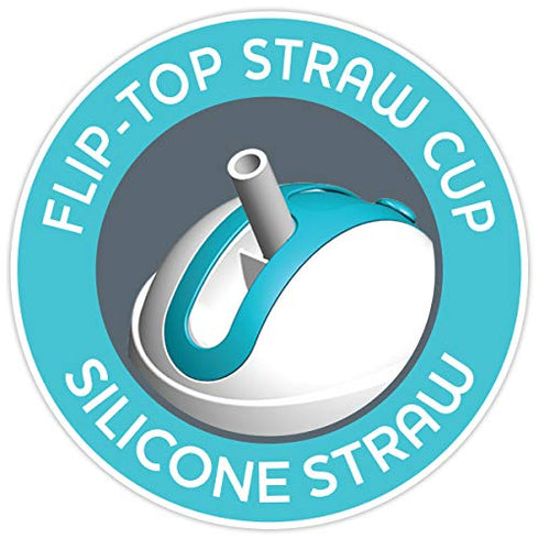 Chicco Insulated Flip-Top Straw Spill Free Baby Sippy Cup, 12 Months+, Blue/Teal, 9 Ounce (Pack of 2)