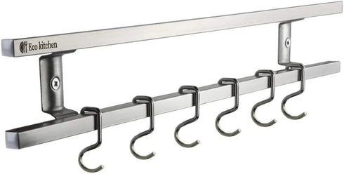 Magnetic Knife Holder for Wall - Metal Knife Magnetic Strip 18 Inch - Stainless Steel Knife Magnet Bar Rack With Hooks - Kitchen Utensil Holder and Knife Storage Holder
