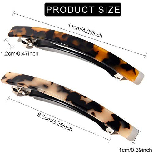 FSMILING 4"long Skinny Hair Barrettes Large Automatic Hair Clip Tortoise Shell Hair Accessories For Women Girls Thick Hair,4 Color Available (4 Packs)