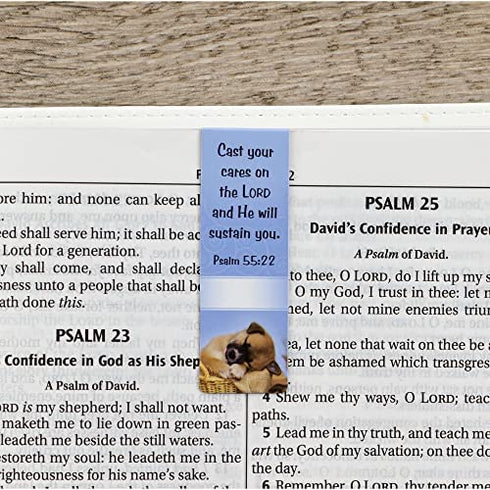 Christian Art Gifts Set of 6 Puppy Faces (Style #2) Inspirational Magnetic Bible Verse Bookmark, Size Small 2.3" x .75"
