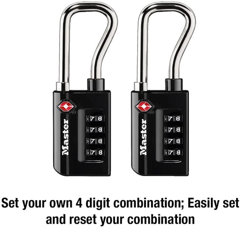 Master Lock 4696T, Pack of 2 Set Your Own Combination TSA Approved Luggage Lock, 2 Pack, Black