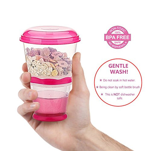 Cereal On The Go, Cup Container Breakfast Drink Milk Cups Portable Yogurt and Travel To-Go Food Containers Storage With Spoon(Red)